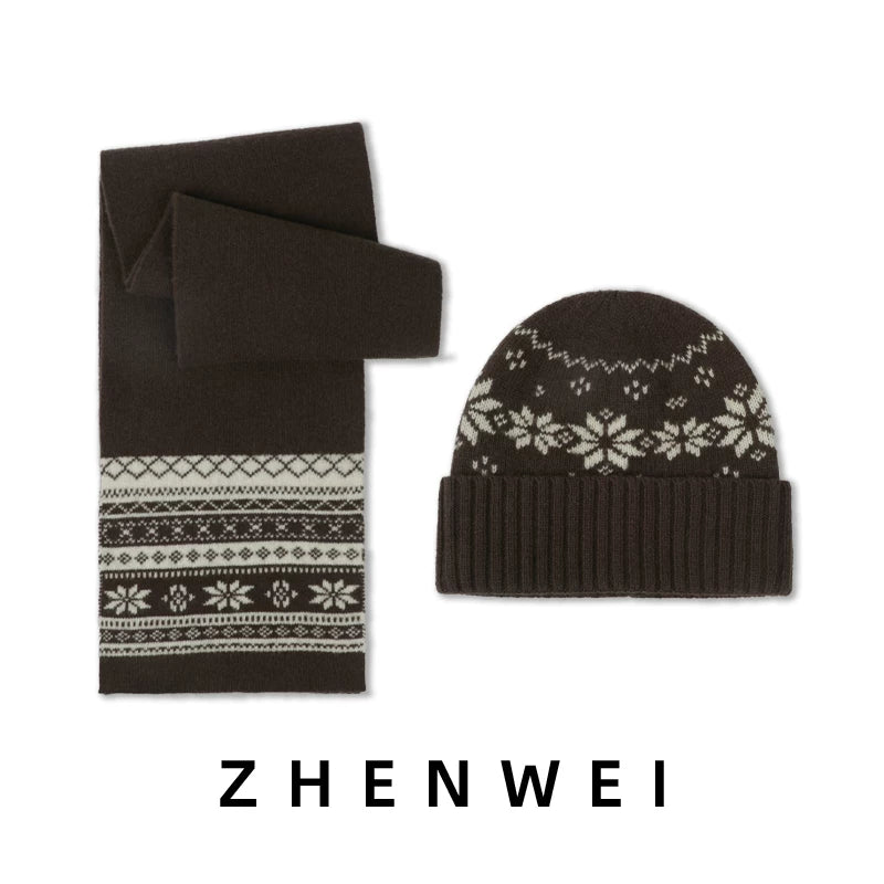 ZHENWEI Pure Wool Fair Island Knitted Small Scarf Scarf