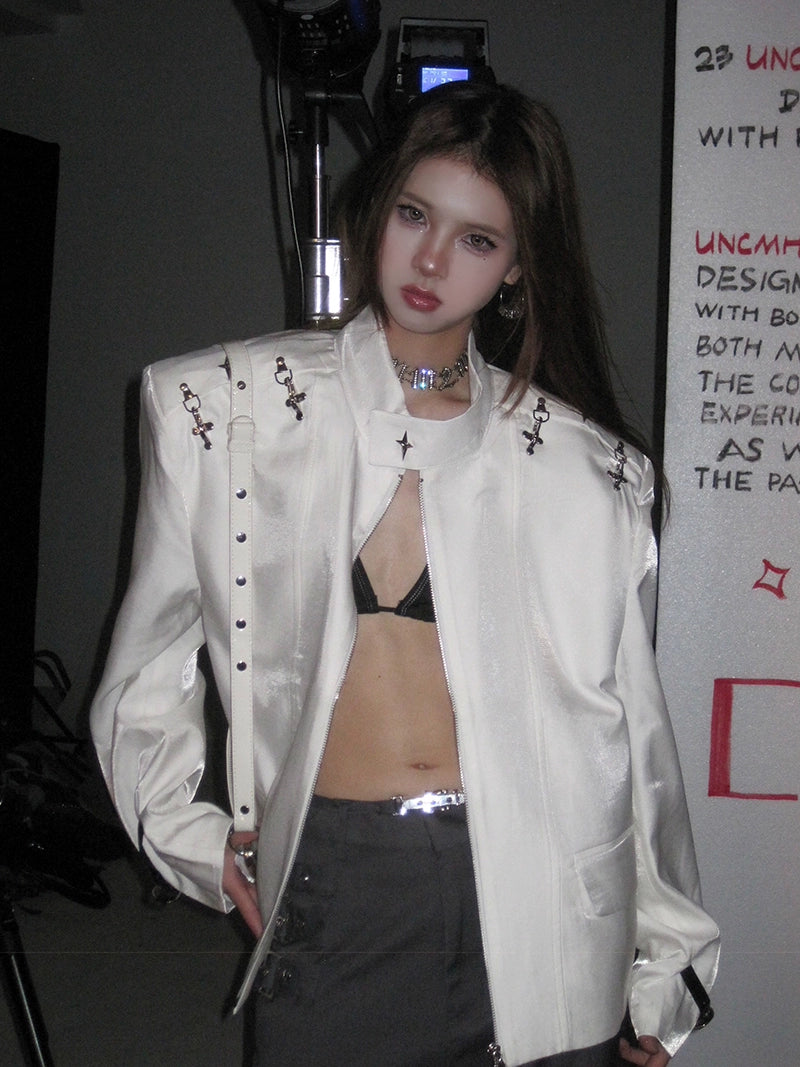 UNCMHISEX Shoulder Padded Blazer