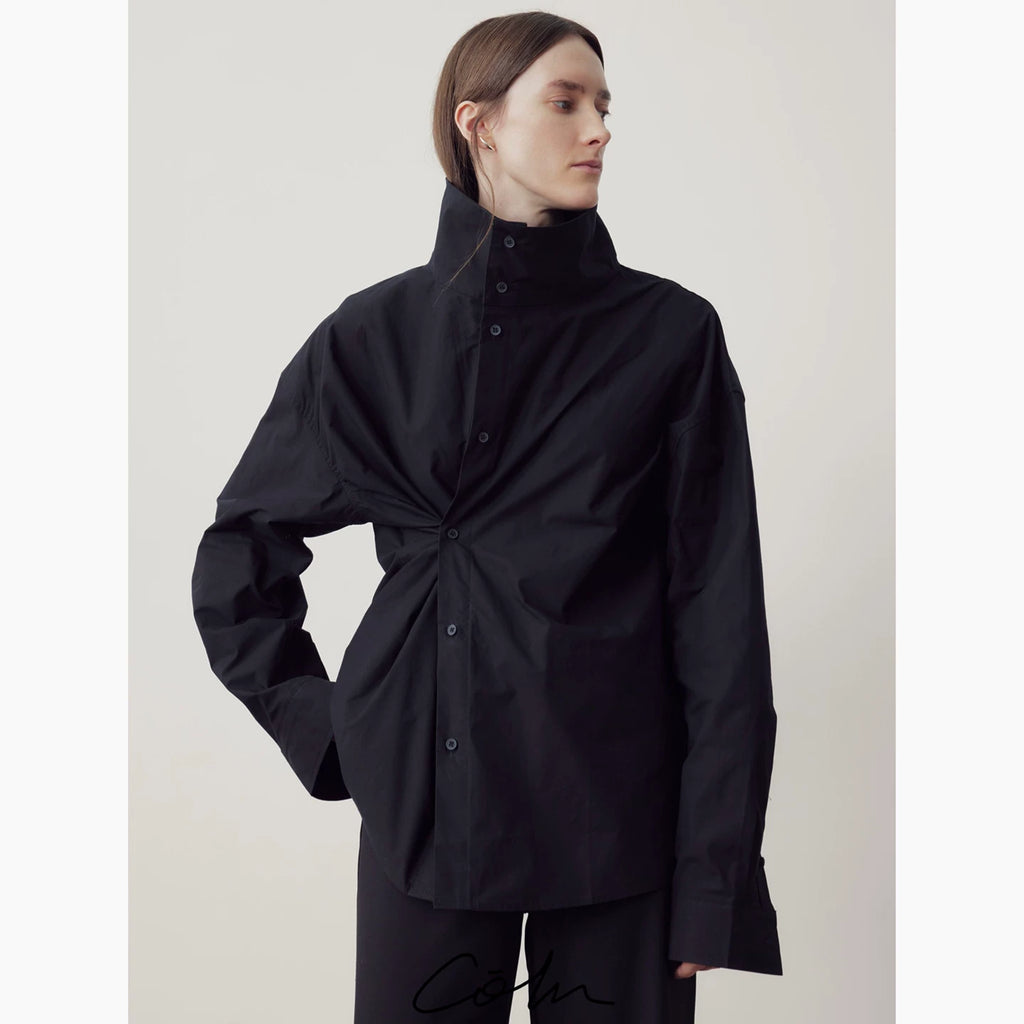 COLN High-necked Slim Long-sleeved Shirt