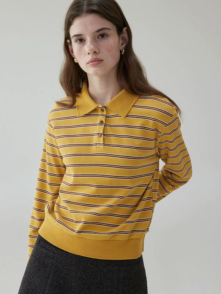 VOOE Contrast Stripes Loose Long Sleeves