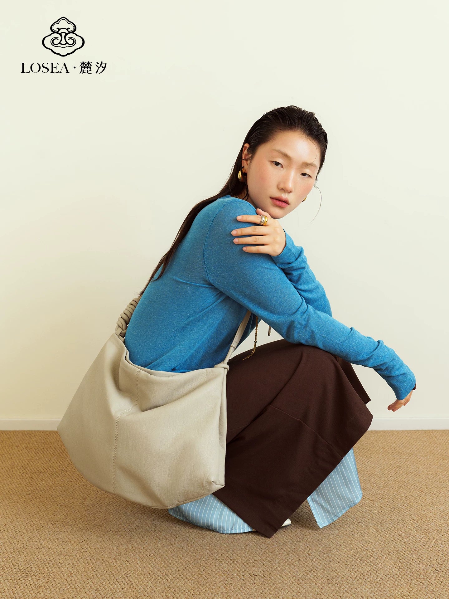 LOSEA Soft Leather Large Capacity Versatile Messenger Bag