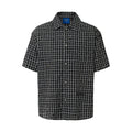 YADcrew Vintage Plaid Full Diamond Loose Short Sleeve Shirt