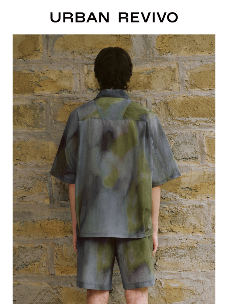 URBAN REVIVO Casual Contrast Super Loose Short Sleeve Cardigan Shirt