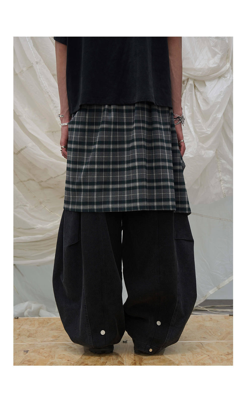 RELABEL Removable with Color Plaid Fart Curtain