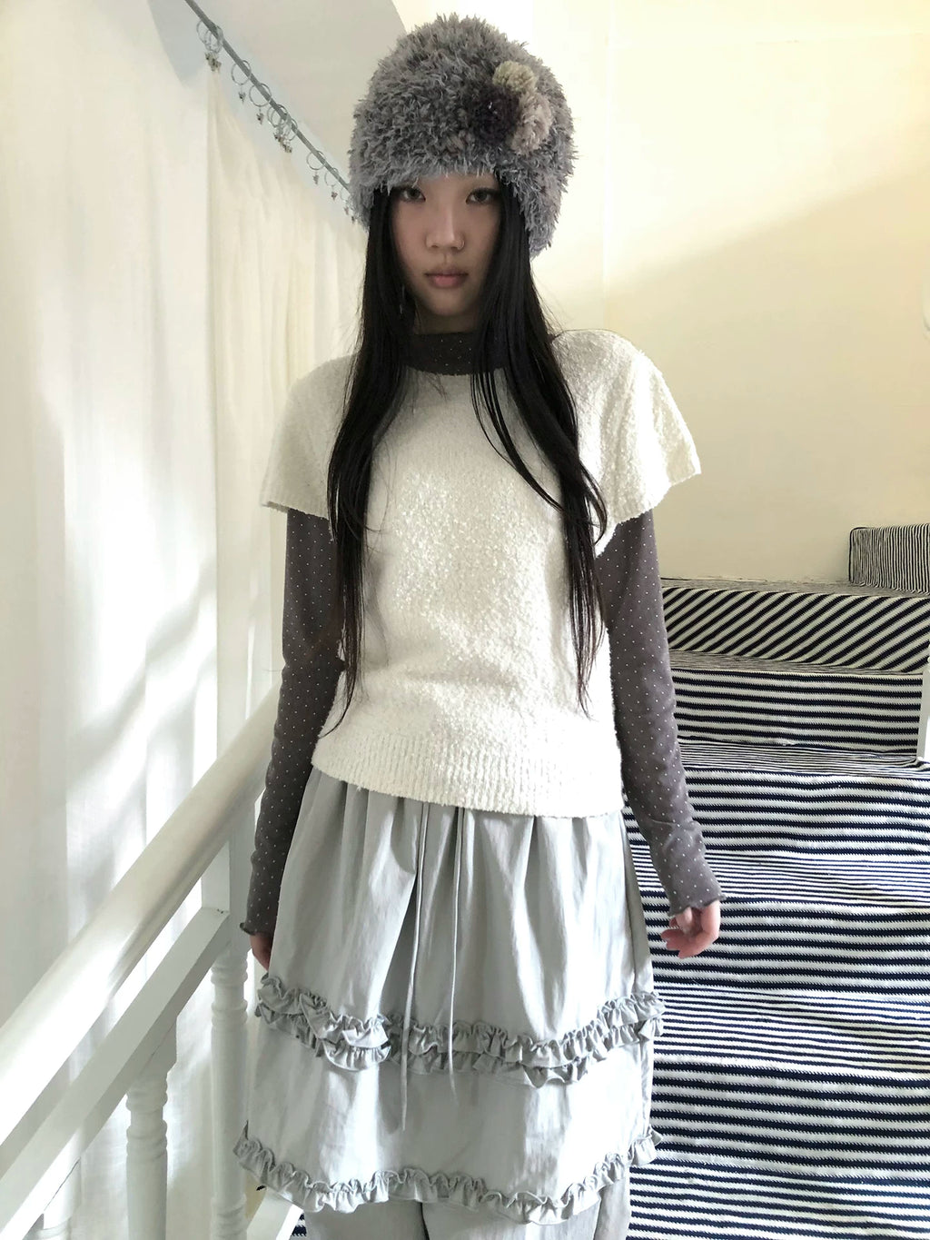 Ang: Project Vintage Crew Neck Front Shoulder Knitted Tee