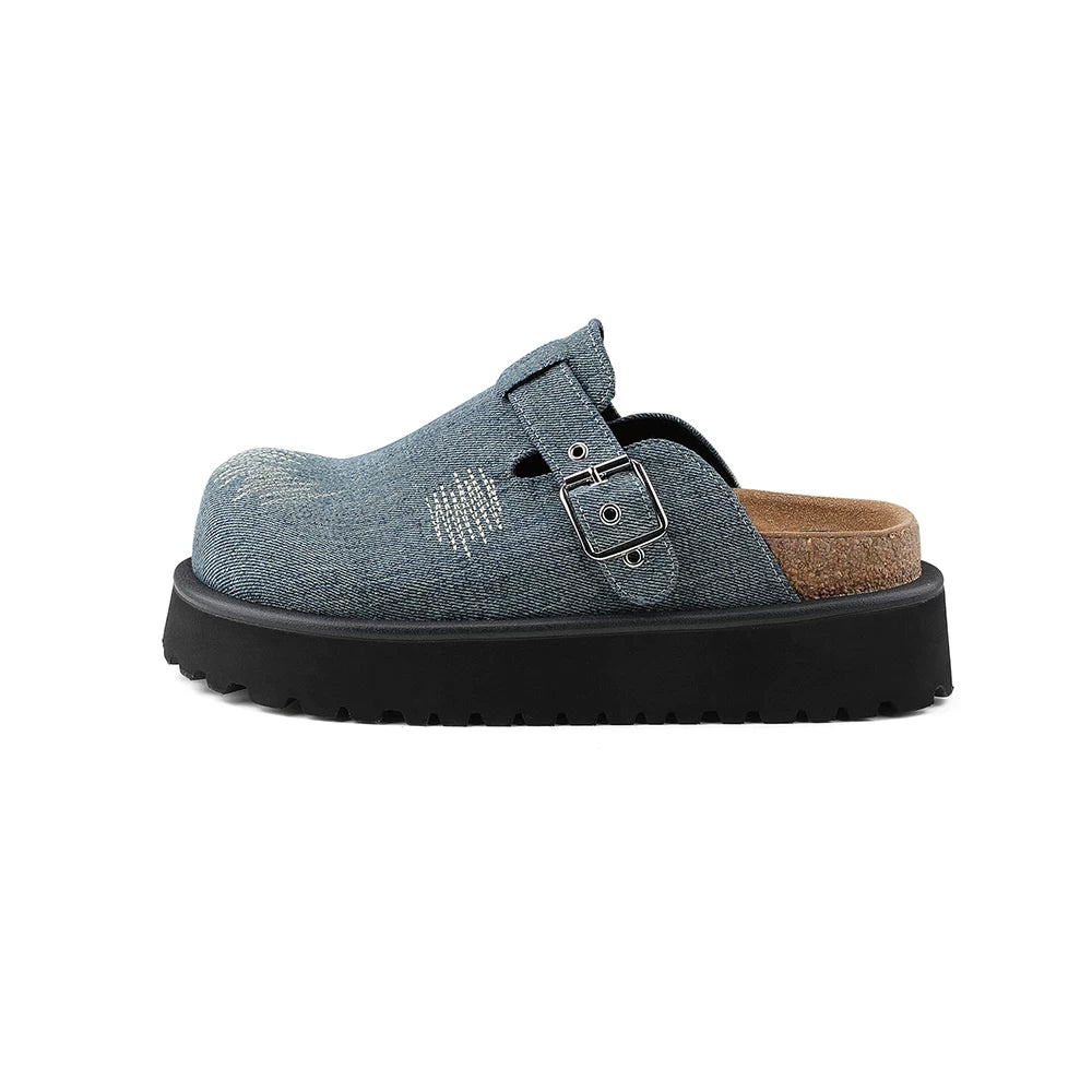 HANQIAORJI Denim Bag Head Platform Heightening Birkenstocks