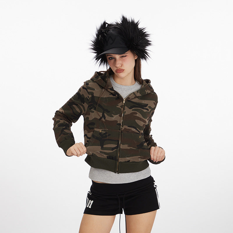 Nariele Camo Short Spice Girl Hooded Sweater