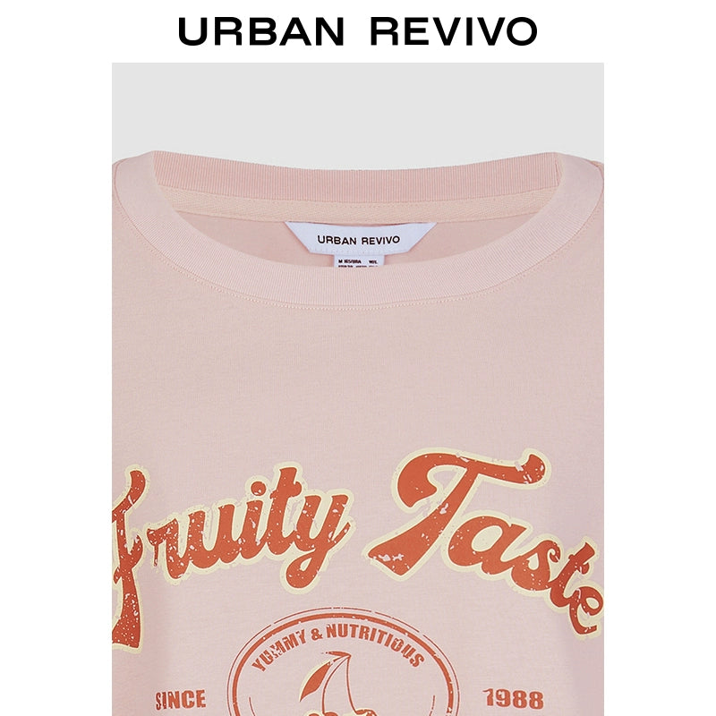 URBAN REVIVO Fruit Letter Print Loose Tee
