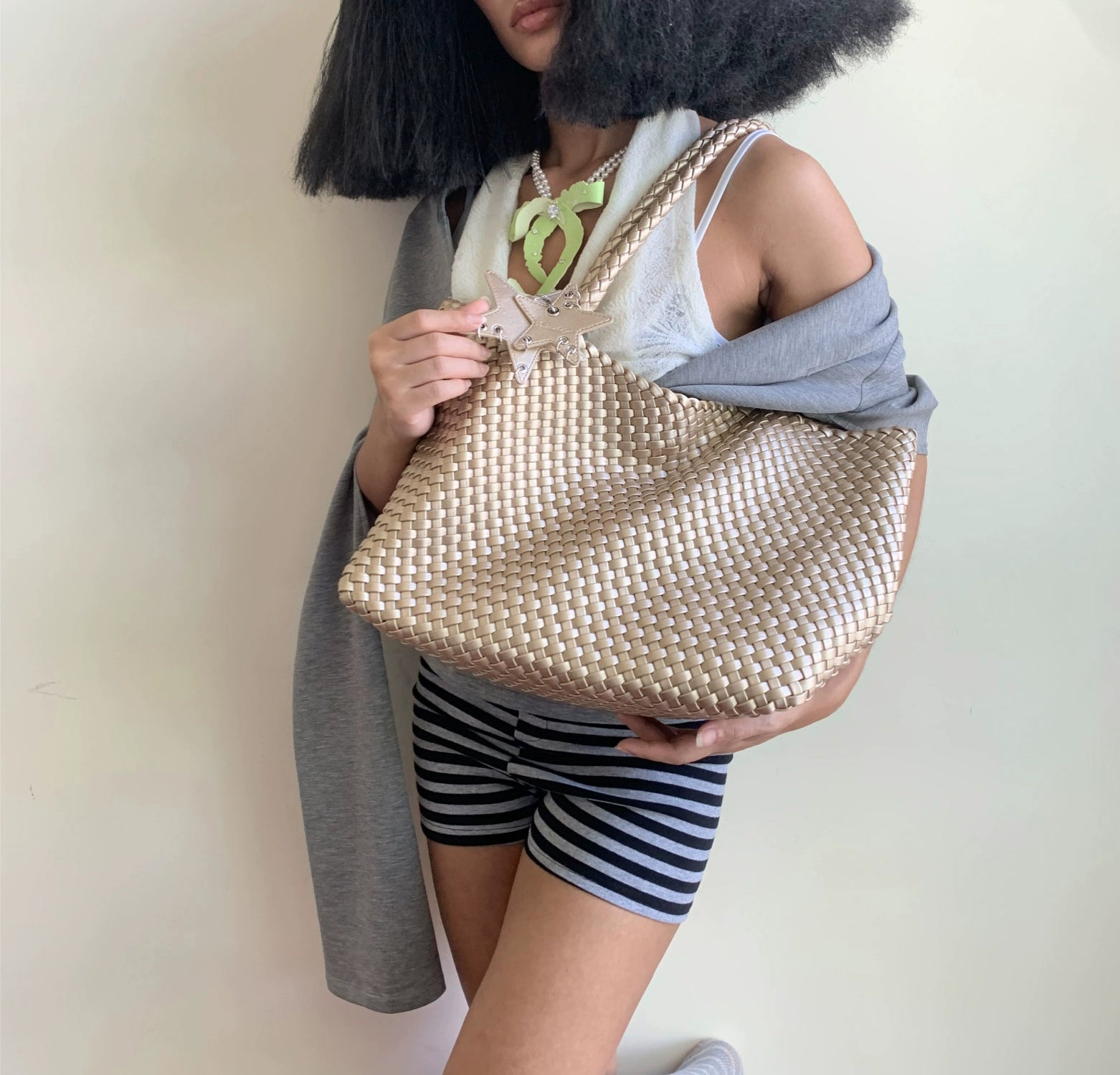 ECODAY Woven Tote Shoulder Carry Large Capacity Bag