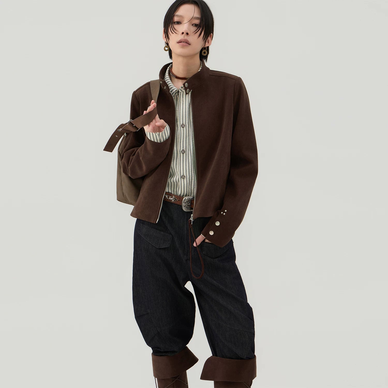 Sameuoo Neutral Stand-up Collar Short Jacket