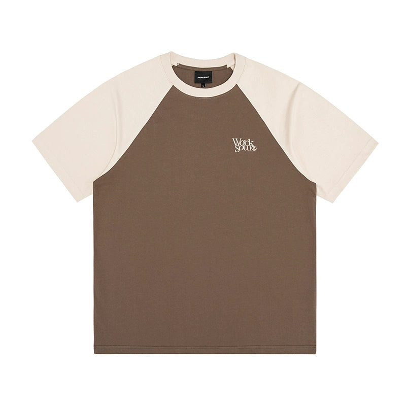 NICEBAD Contrasting Color Raglar Sleeve Embroidery Tee