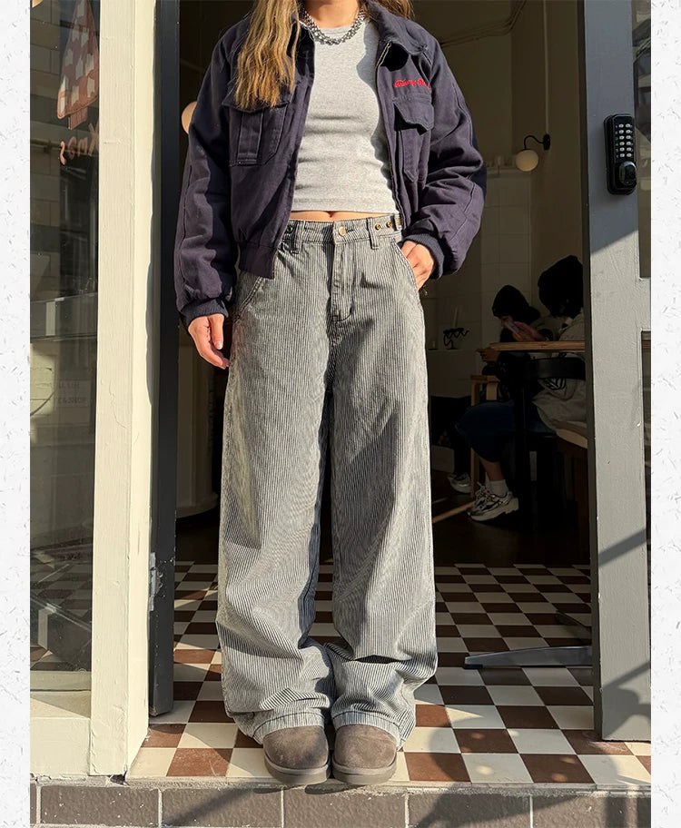 CCYE Striped Alphabet Embroidered Jeans