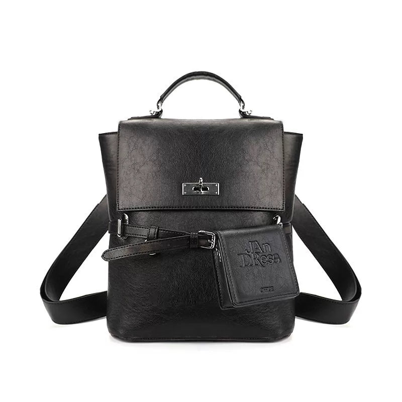 JANDRESS Vintage College Belt Decorative Contrast Backpack