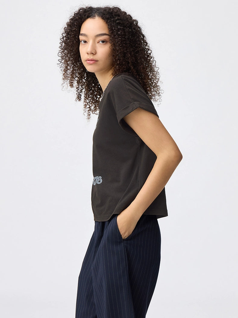GU Washed Retro Printed Casual Tee