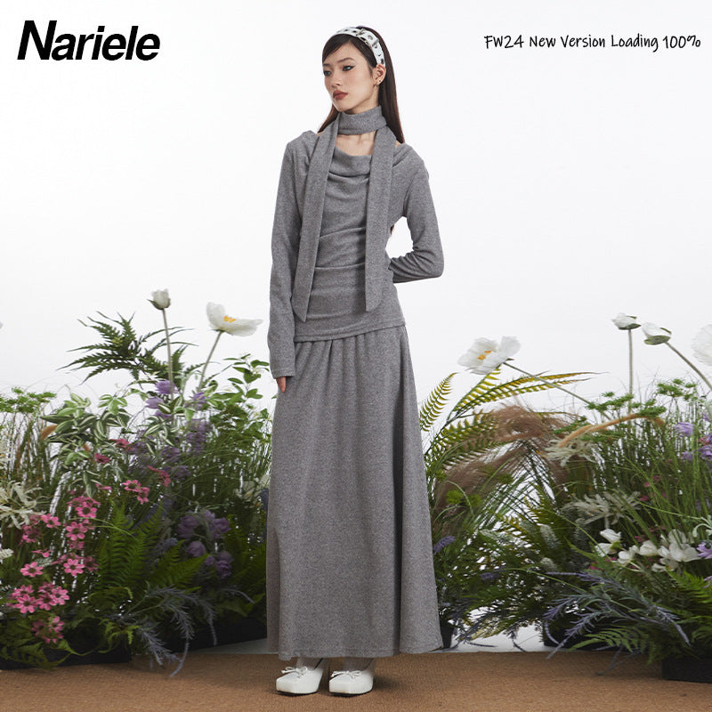 Nariele Premium Temperament Scarf Slim Fit Skirt