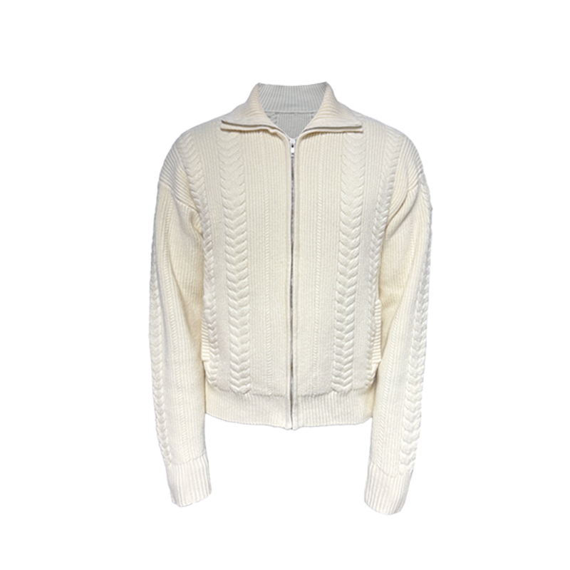 JCAESAR Wheat Ear Twisted Zipper Sweater