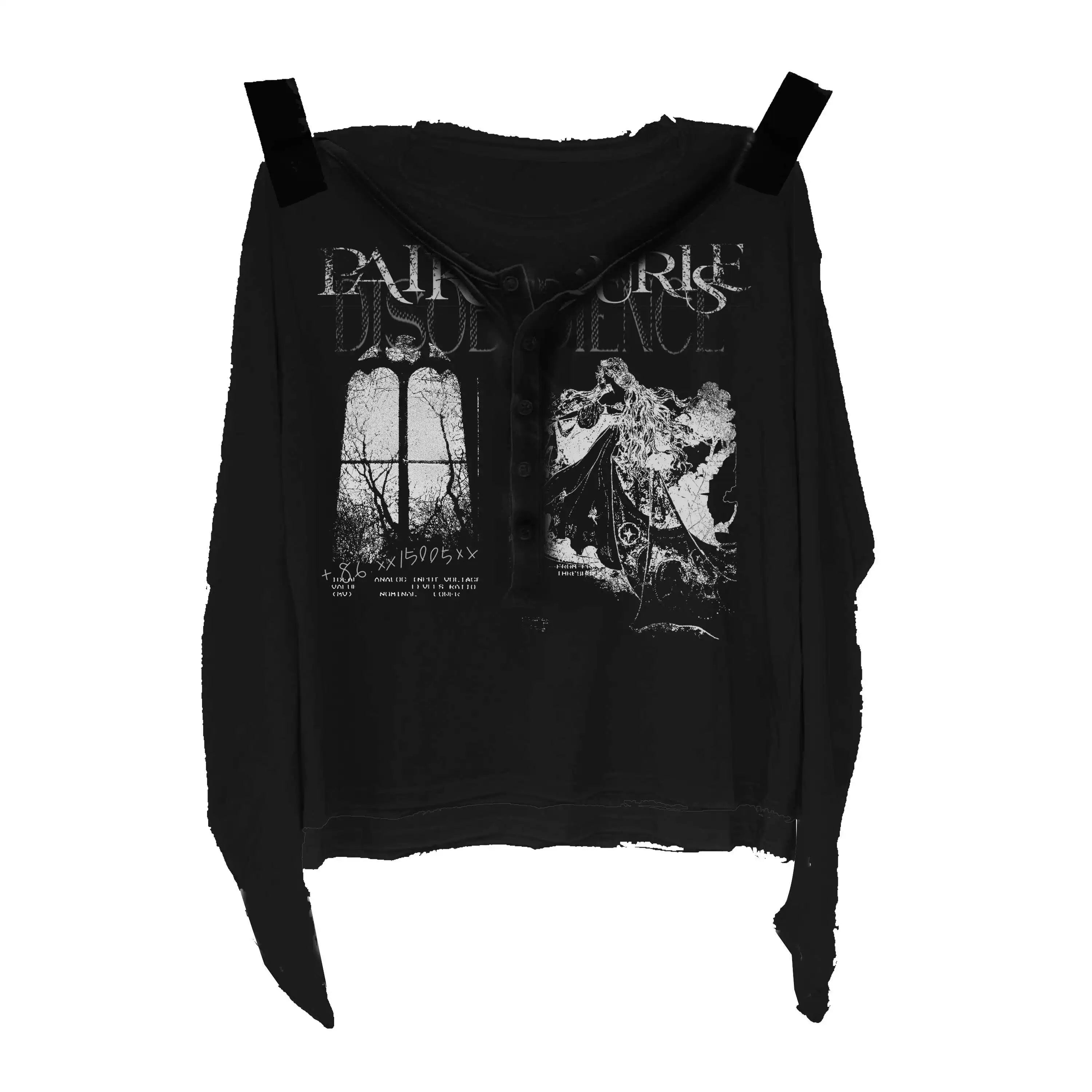 PAIKI Micro-transparent Snowflake Cotton Henry Collar Fake Two-piece Scimitar Long Sleeve