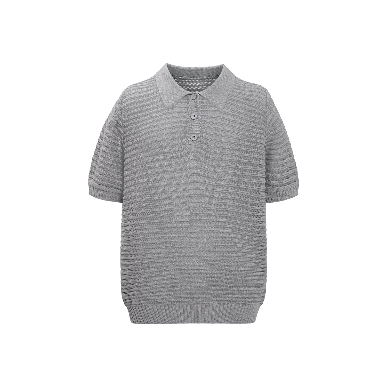 Sameuoo Shoulder Knit Hollow Polo Shirt