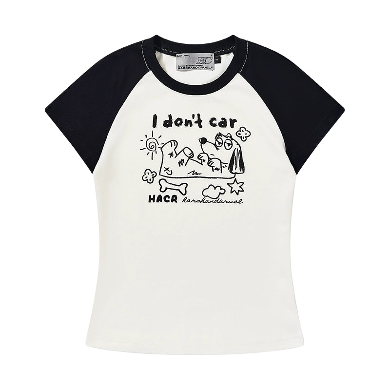 HACR Macaron Color Hand Painted Puppy Loose Tee