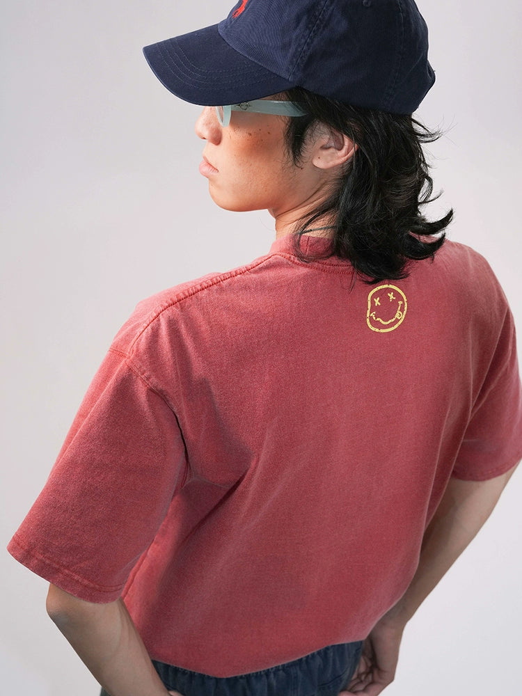 O3PARK Washed Old Heavy Retro Printing Tee