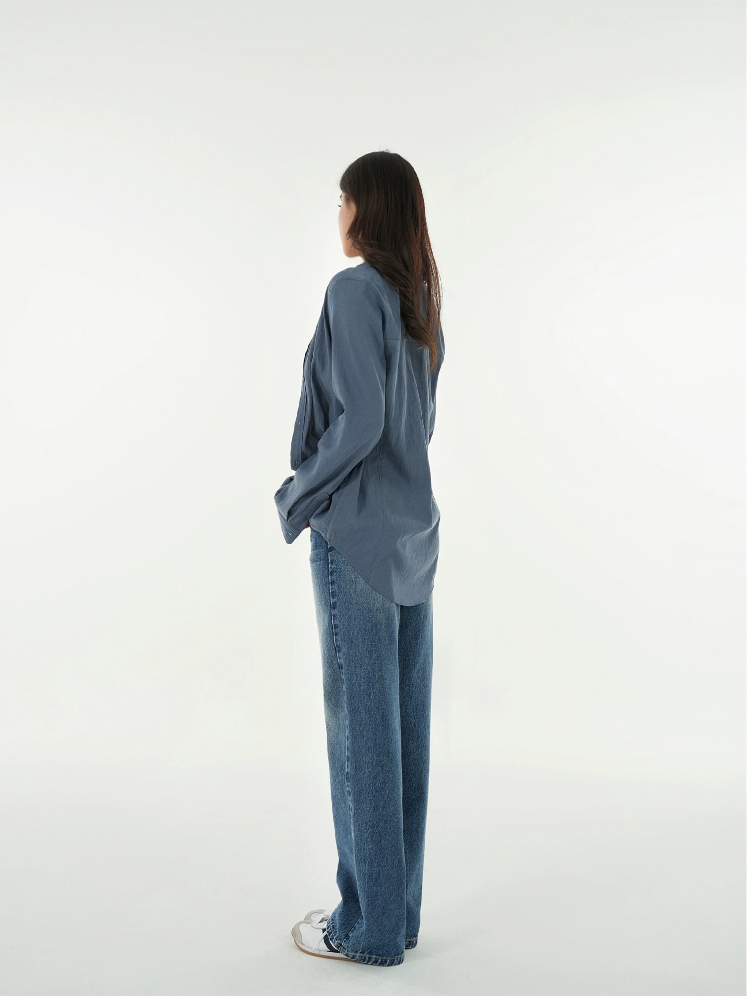 Jim Kennet Minimalist Vintage Micro Loose Long Sleeve Shirt