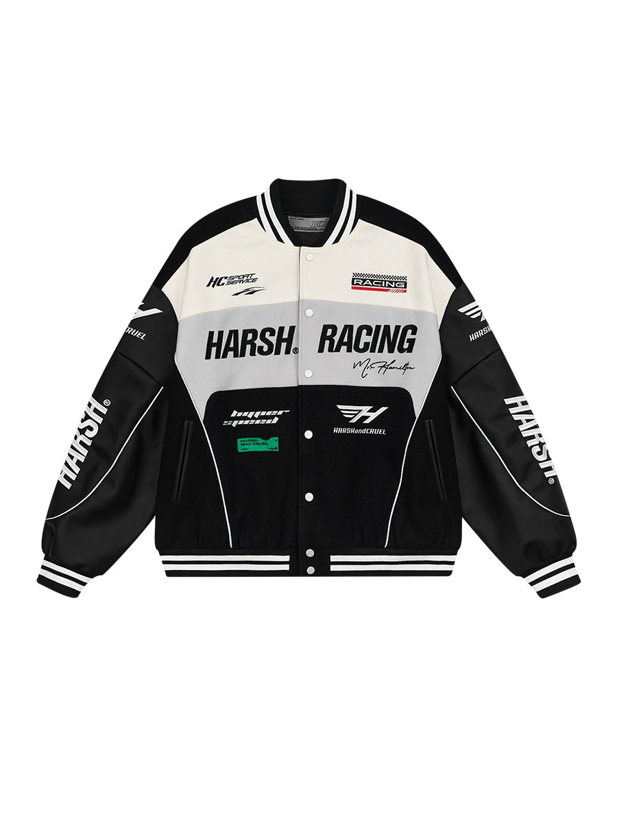 Harshandcruel Retro Locomotive Woolen Racing Baseball Jersey