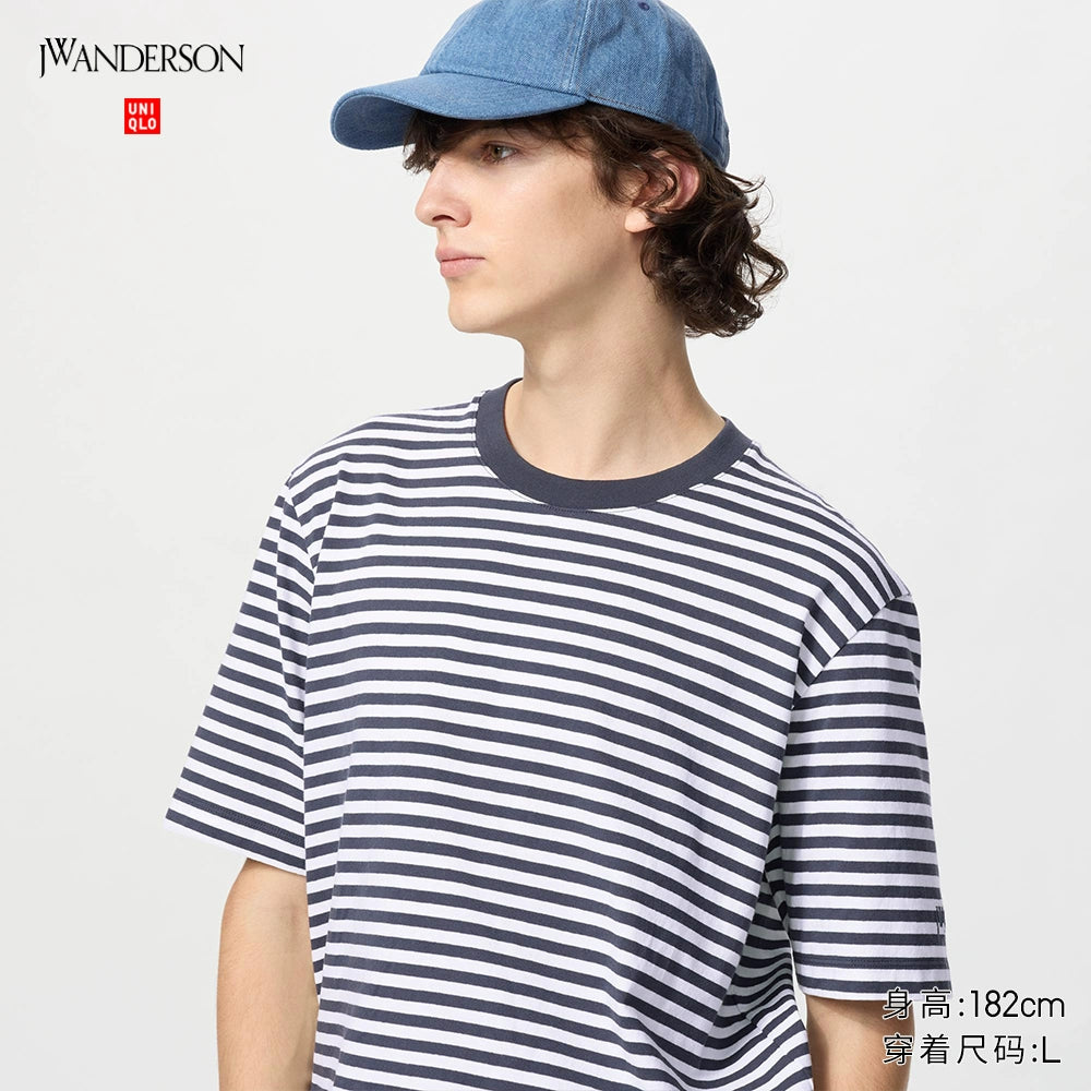 Uniqlo x JW Men's Women's Striped T-Shirt Short Sleeve T-Shirt Casual Fashion Versatile 25 New 476228
