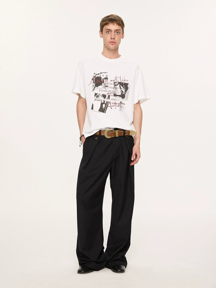 KREATE Flanged Casual Loose A-shaped Trousers
