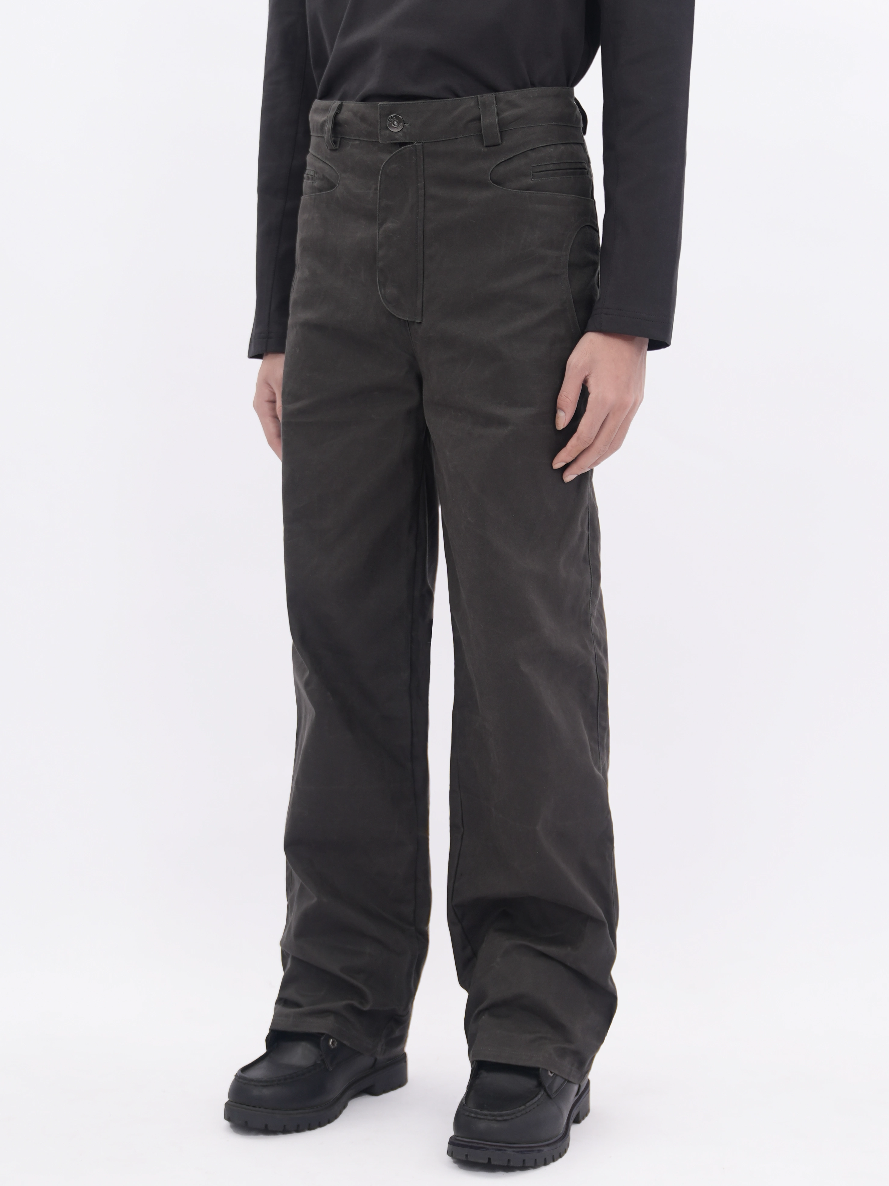 ETHEREAL PRODUCTION Straight and Wide Canvas Casual Overalls
