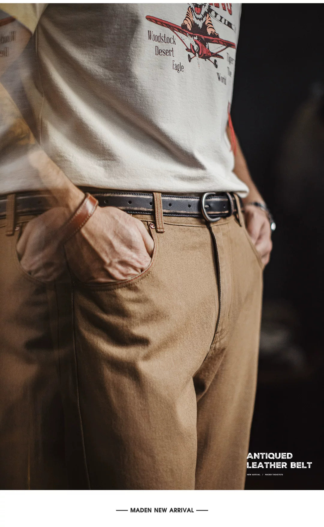 Maden Vintage Top Layer Vegetable Tanned Leather Belt Belt