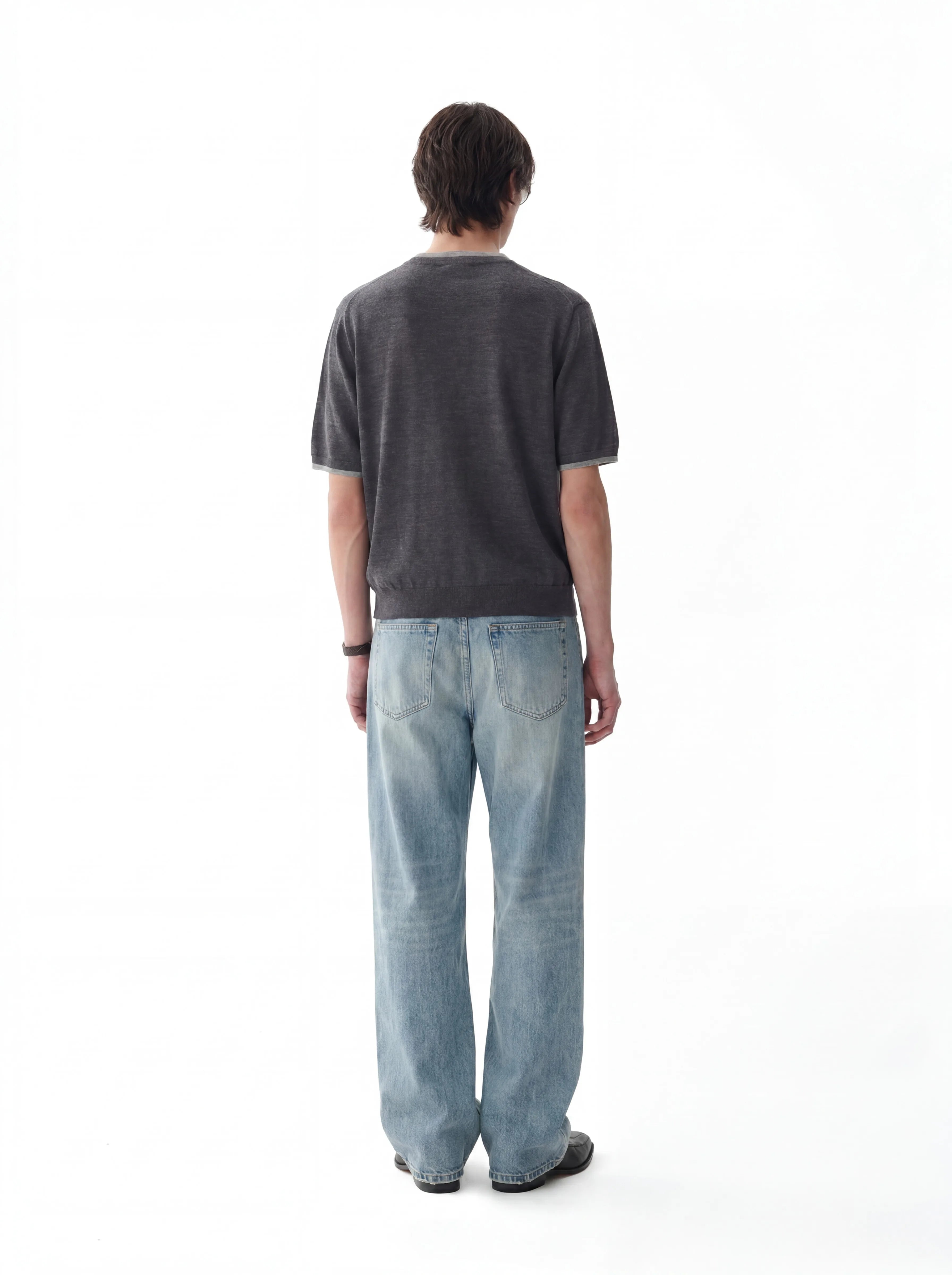 TERRAINCOGNITA V-neck Fake Two-piece Knitted Tee