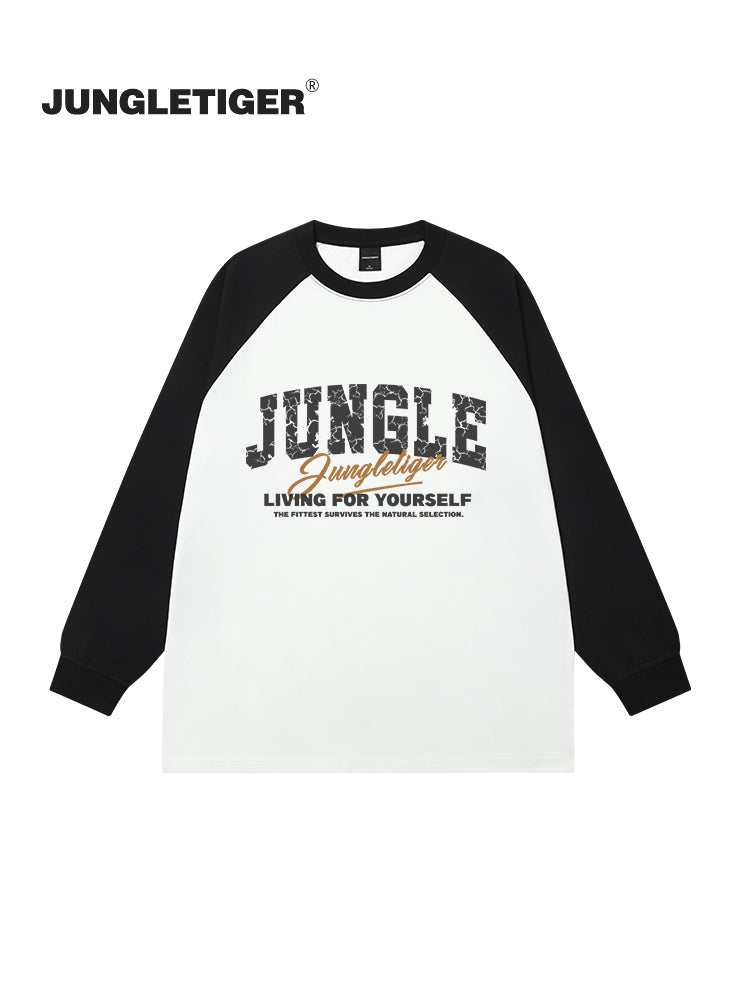 Jungle tiger Japanese cityboy shoulder plugged long-sleeve tee
