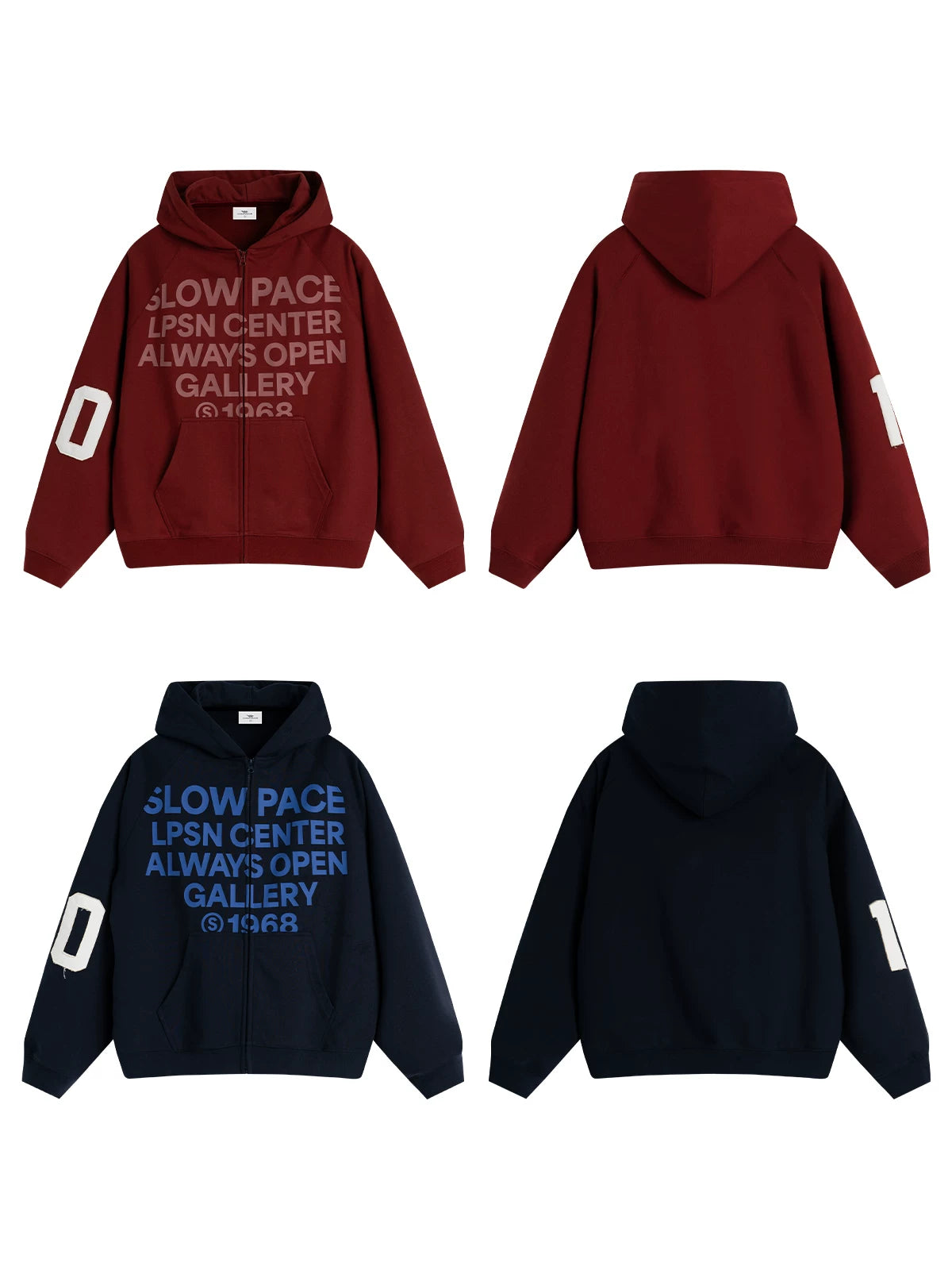 Loopsoon Front Chest Large Letter Print Hooded Sweater Couple