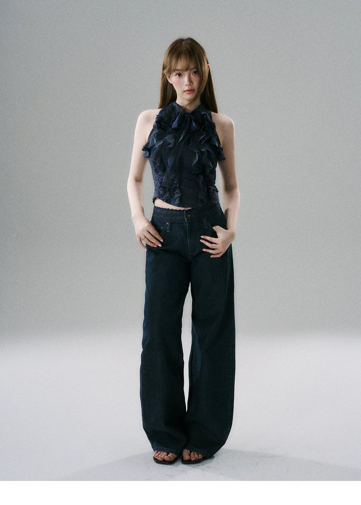 LOST FOREST Straight Wide-leg Low-rise Jeans