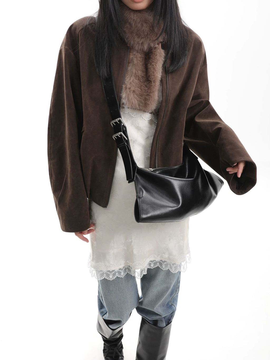 JANDRESS Soft Leather Casual Messenger Armpit Bag