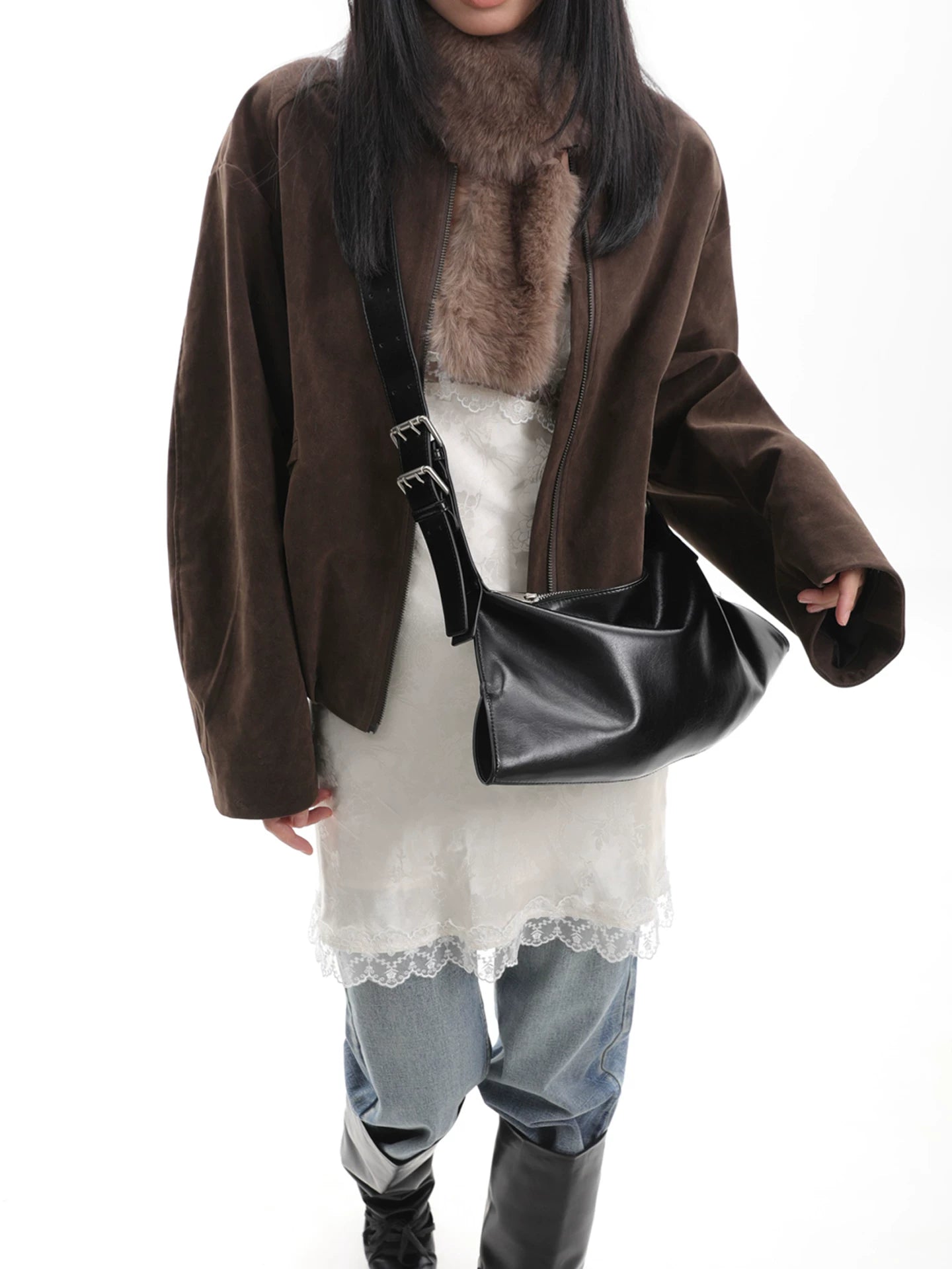 JANDRESS Soft Leather Casual Messenger Armpit Bag