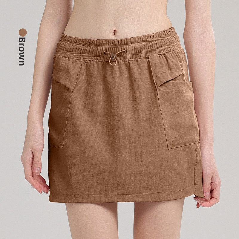 TIANQINGSE Elastic High Waist Lined Yoga Sports Skirt