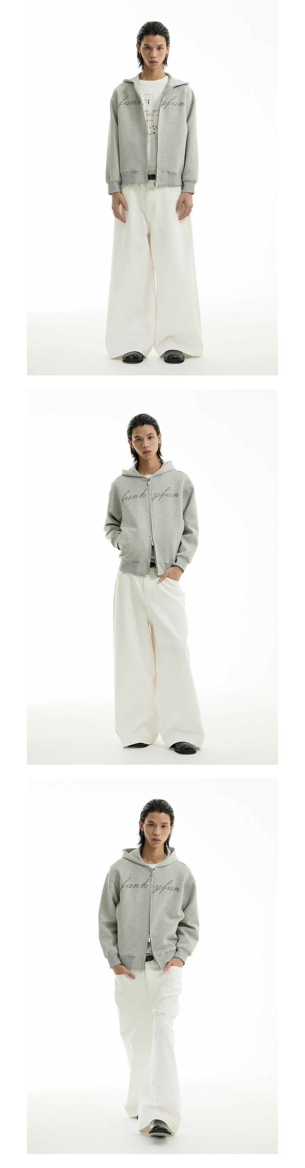 FUNKYFUN 2024AW LOGO Hot Diamond Cardigan Hooded Space Cotton Sweater Jacket