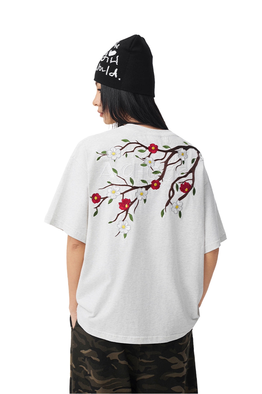 Achock Casual Flower Embroidery Tee