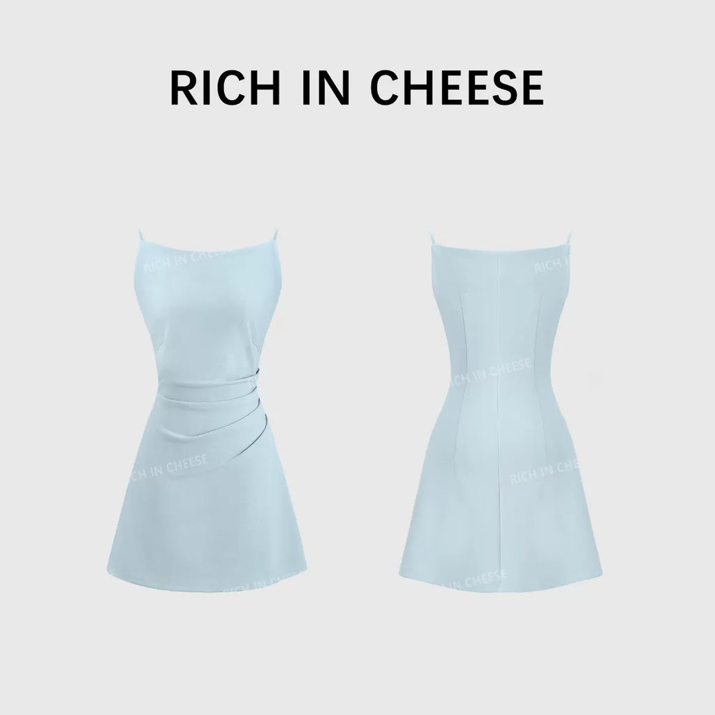 RICH IN CHEESE Temperament Pleated Slim-fit Knitted Dress