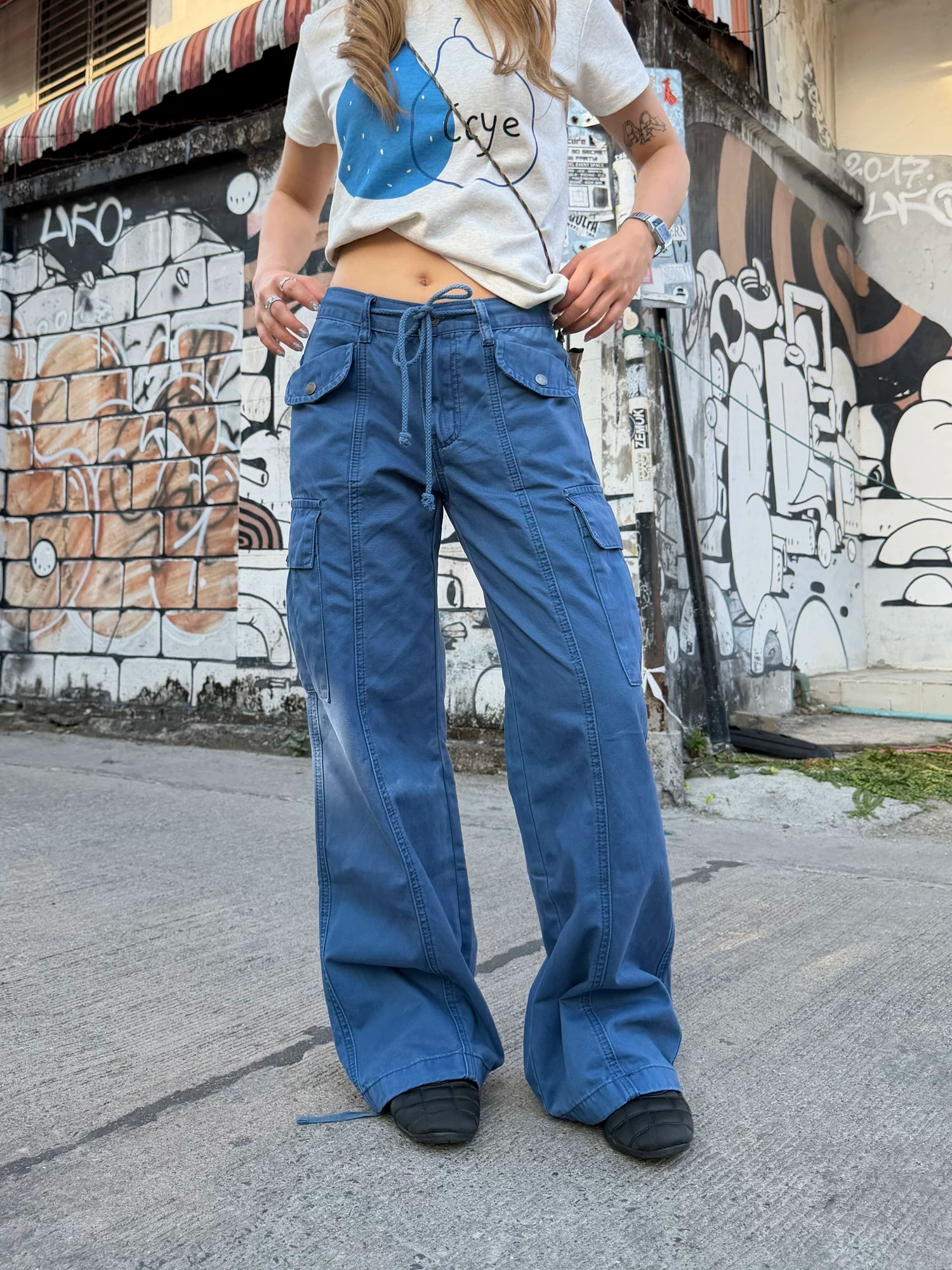 CCYE Multi-pocket Straight-leg Low-rise Overalls