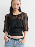LINY LIBERTY Fake Two Pieces Loose Waist Tee