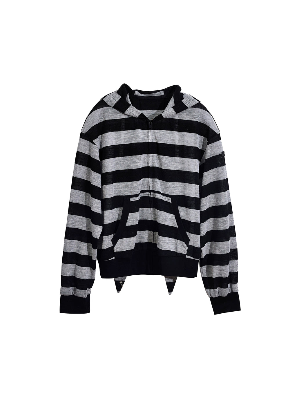 EZEK Rabbit Ear Striped Hooded Light Long-sleeved Cardigan