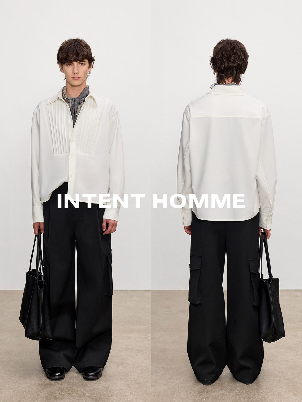 INTENT Minimal Anti-wrinkle Short Wide Lapel Long Sleeve