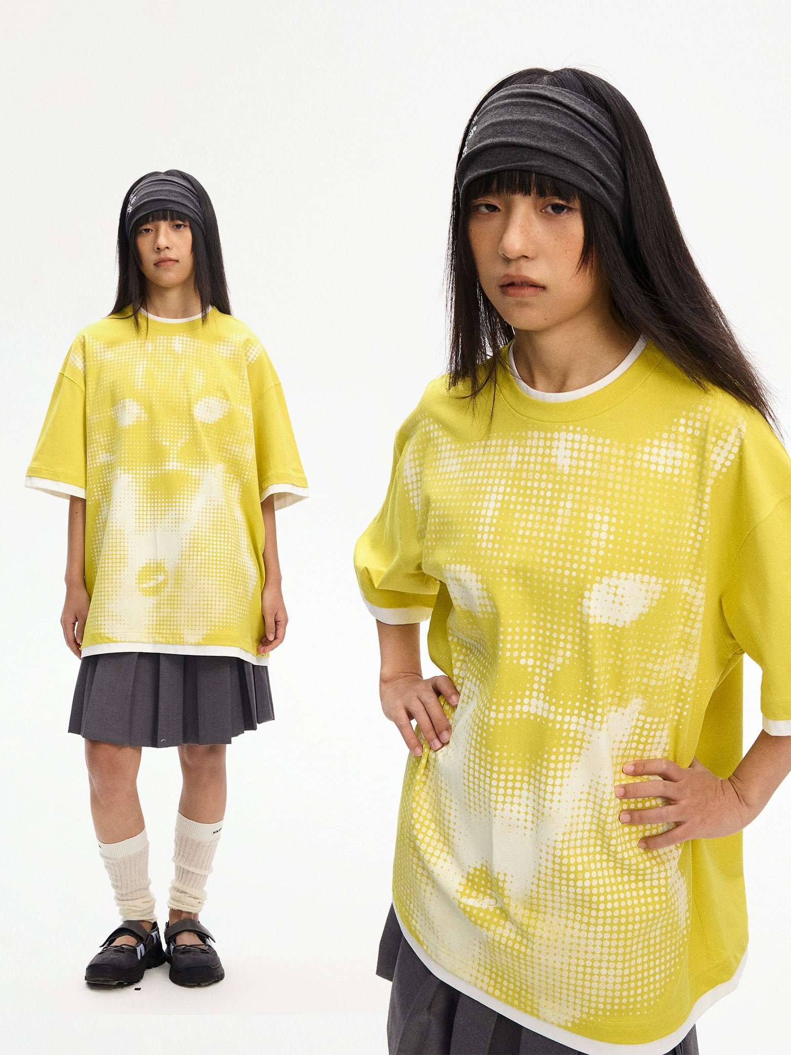 NewJNXS Fake Two-piece Printed Tee