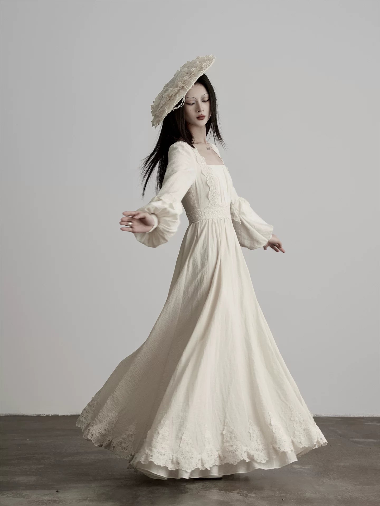 INDULG Lace Waist Square Neck Dress