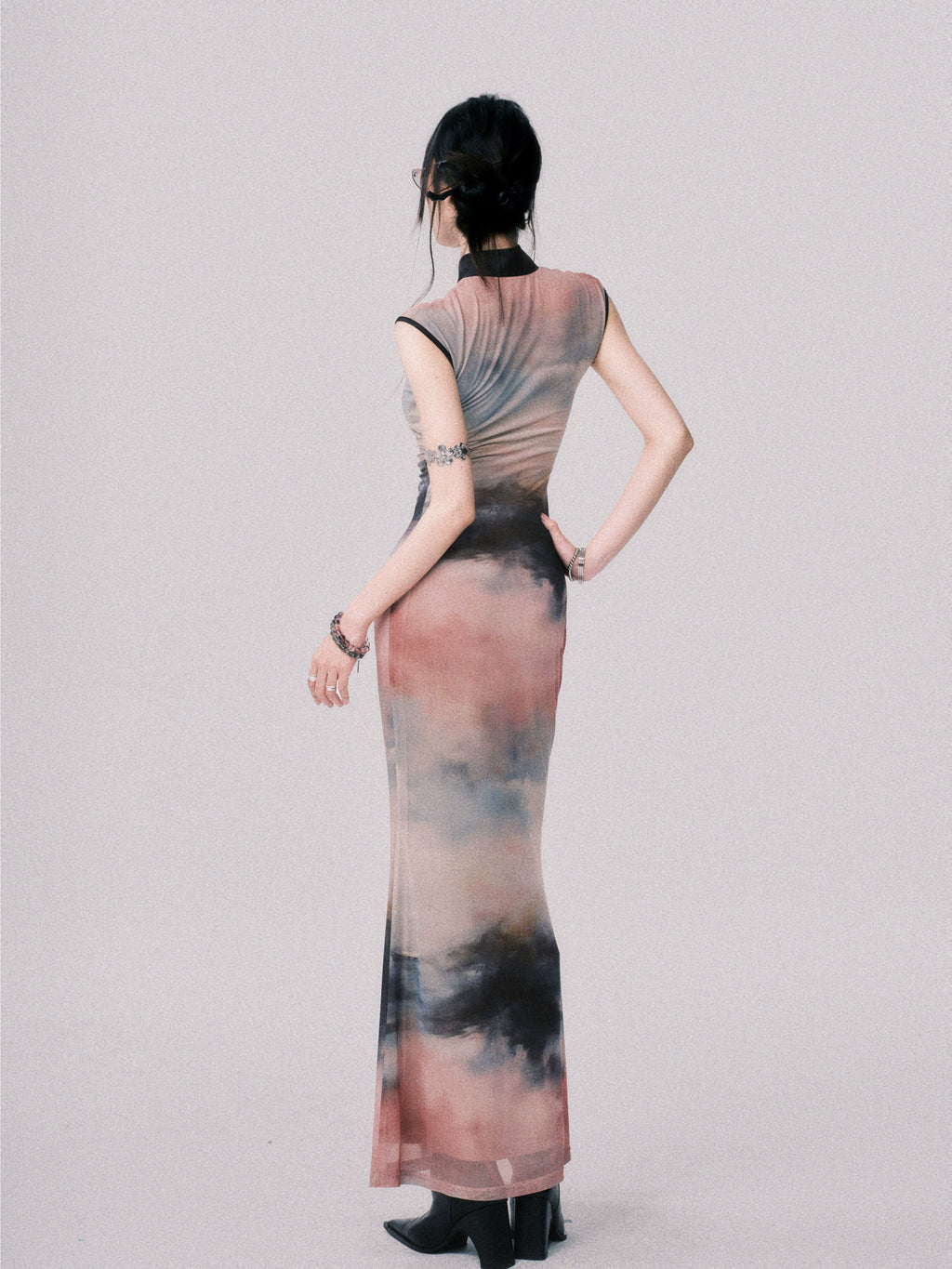 LULUSWINGS Ink Painting Elastic Net New Chinese Cheongsam Dress