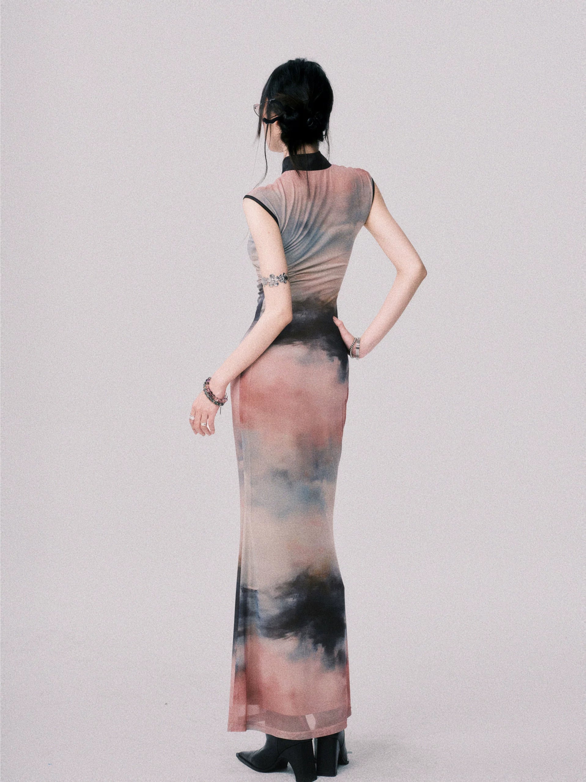 LULUSWINGS Ink Painting Stretch Cheongsam Dress