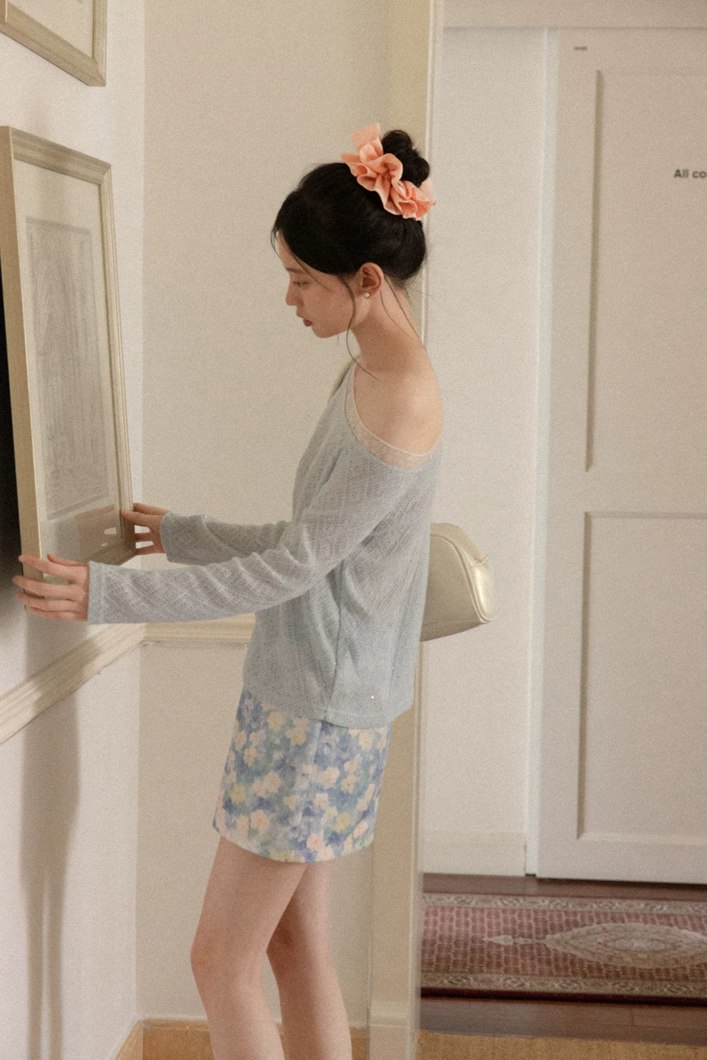 Cantonstory High Waist Floral Skirt