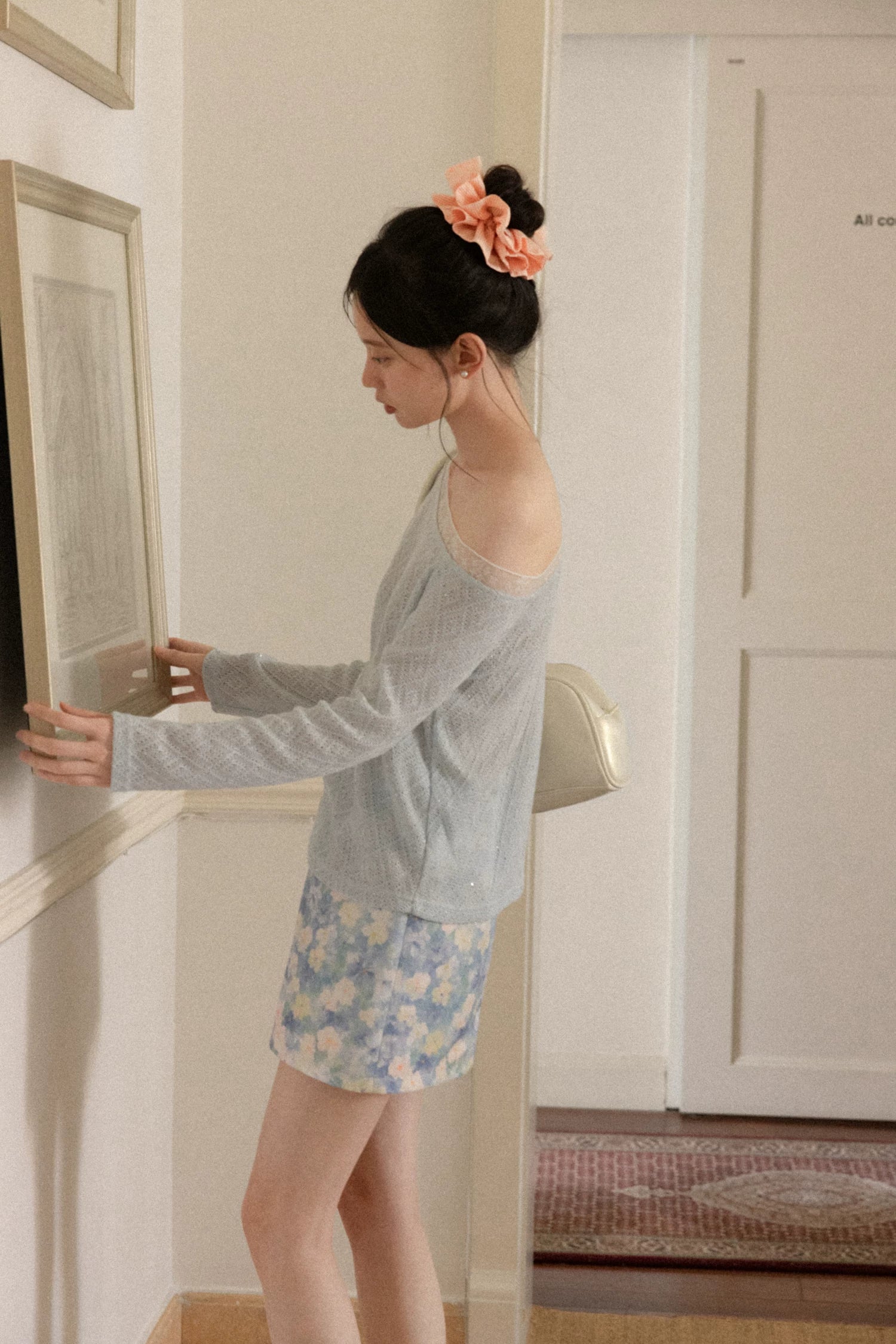 Cantonstory High Waist Floral Skirt